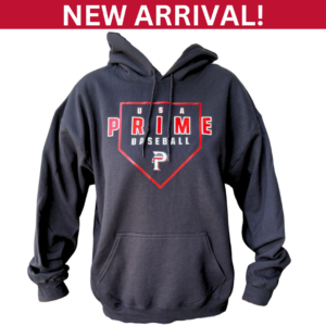 Black USA Prime Baseball hoodie with a red and white logo on the front.