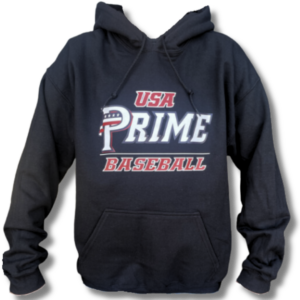 USA Prime Baseball hoodie with a red and white logo on the front.