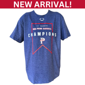 USA Prime Baseball t shirt with a red and white logo on the front.